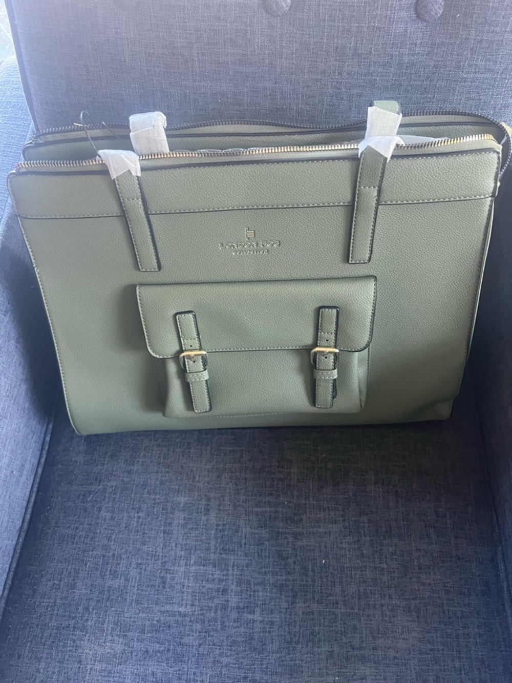 NWT.  London Fog Sophia Pebble Tote Olive Green. - Picture 3 of 7